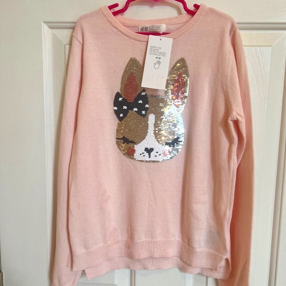 H&M Girls Color Changing Sequin Bunny Top Sz. 8/10 NWT - Picture 1 of 6